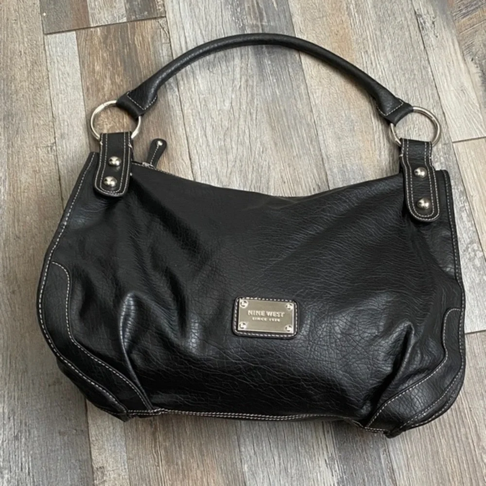 Nine West Black Shoulder Bag with Metallic Details